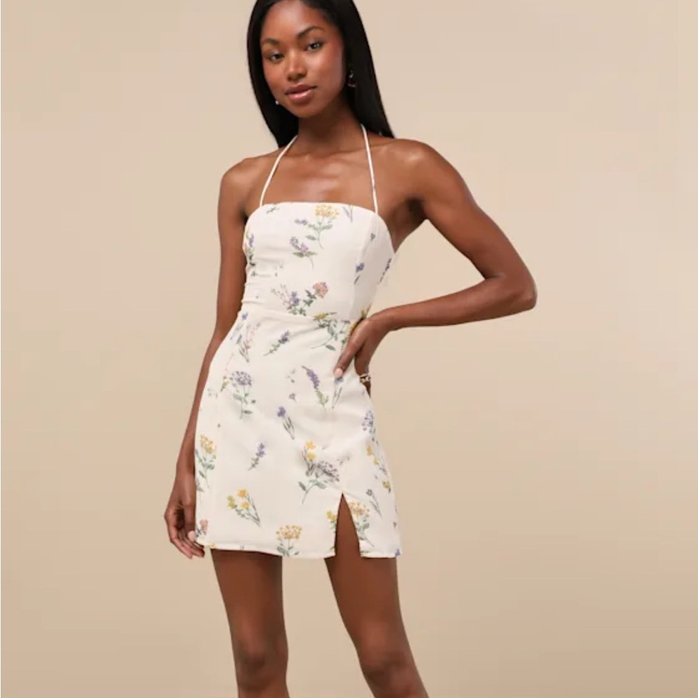 Lulus Floral Halter Neck Dress